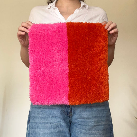 PINK+ORANGE TUFTED CUSHION COVER