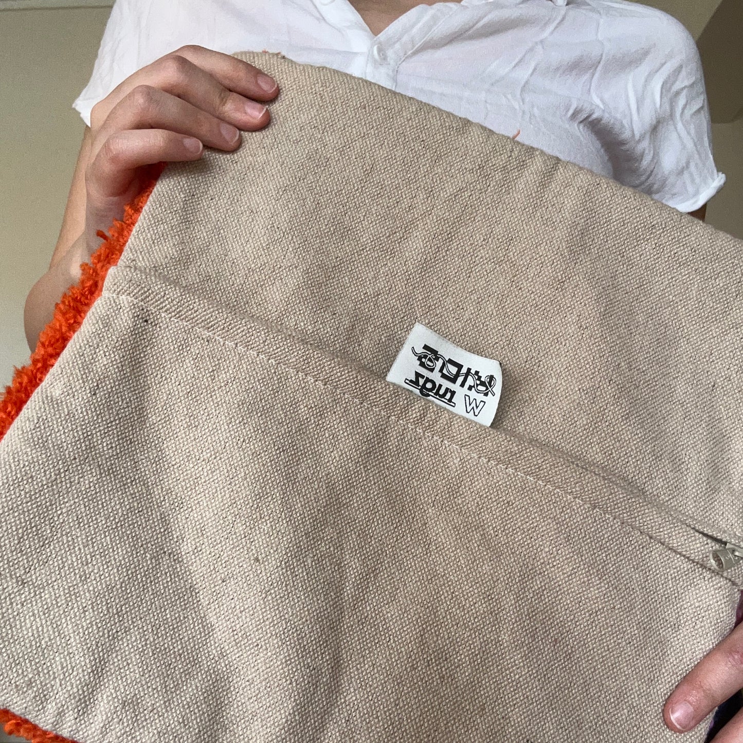 PINK+ORANGE TUFTED CUSHION COVER